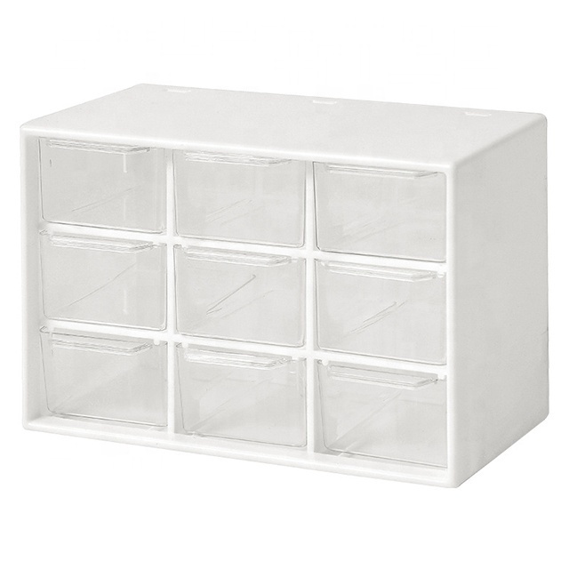 Mini Drawer Cabinets Clear Plastic 9 Lattice Desktop Storage Organizer Household Drawer Storage Box