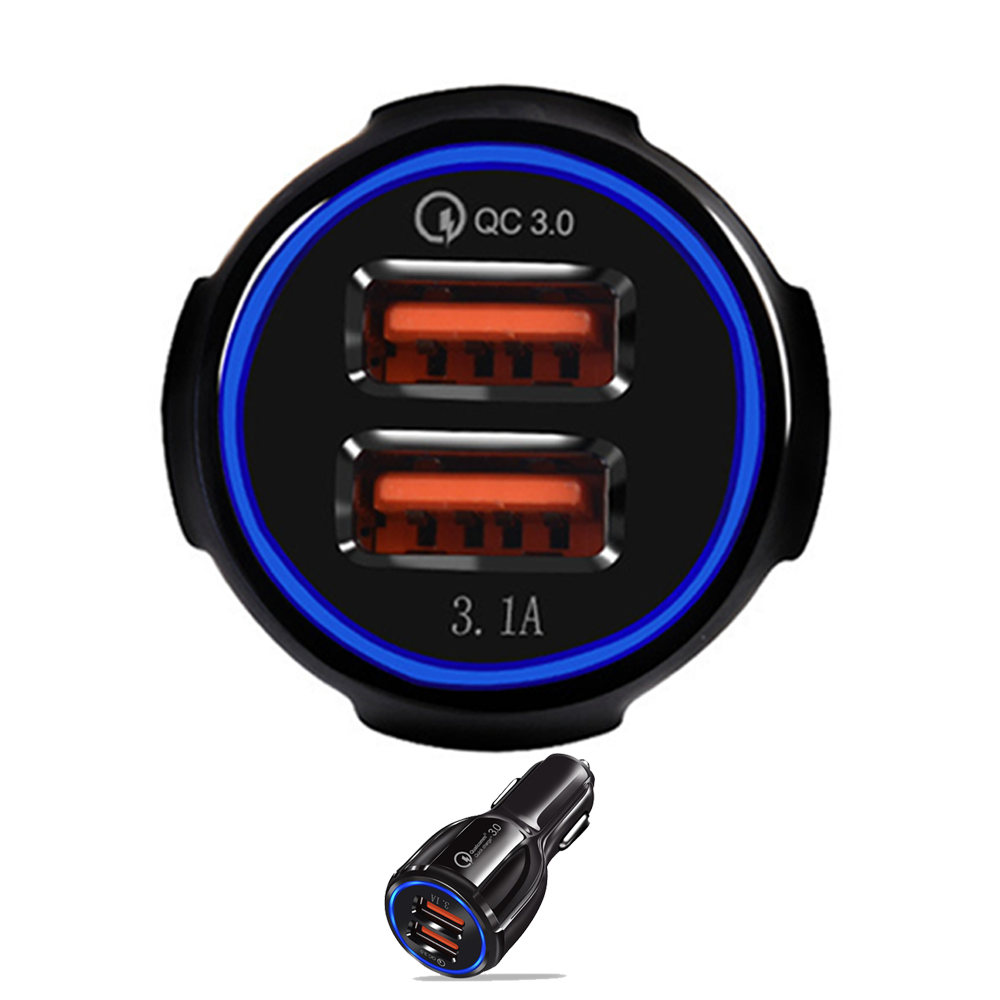30 Вт Быстрая зарядка двойной QC3.0 USB Автомобильное зарядное устройство адаптер для всех мобильных телефонов