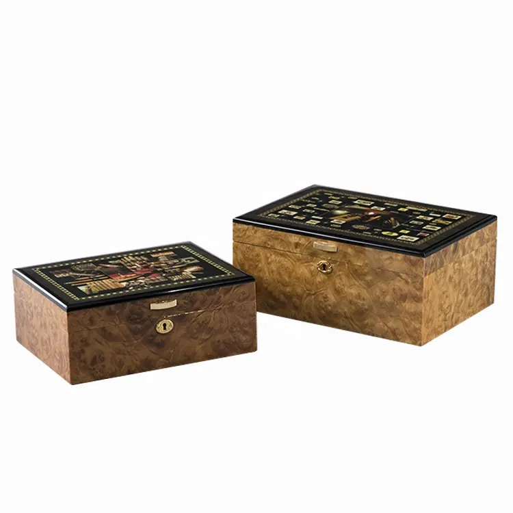Cigar Box Wooden Luxury Wooden Mahogany Humidor Gift Packaging Storage Cigar Box