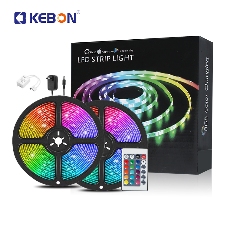 High Brightness Decoration Light Strip Kits Colour Changing 12v 2835 Smd Rgb Smart Led Strip