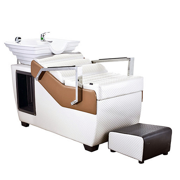 Reclining Handycap Bath Electric Massage Luxury Shampoo Bowl Washing Chair White Hair Salon Furniture
