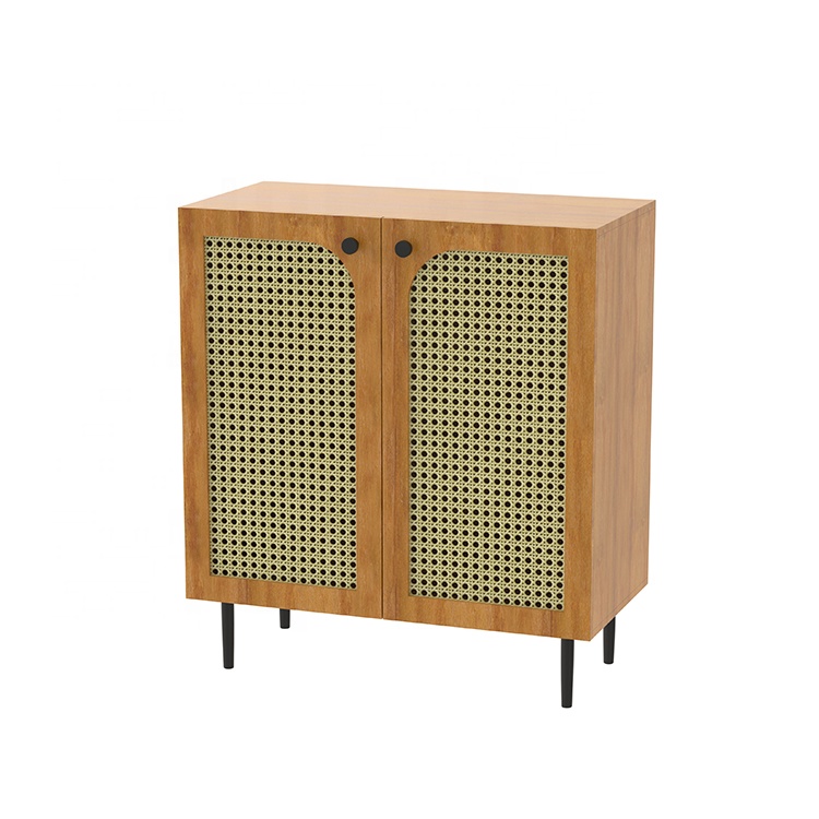 BELLEWORKS Custom Home Furniture Natural Modern Rattan Wooden Sideboard Side Kichen Cabinet