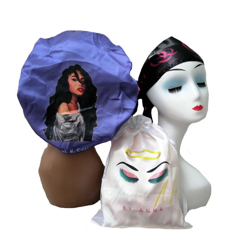 Silk Satin Double Layers Bonnet Headband With Logo Custom