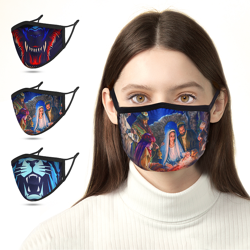 Custom Logo Print Personalized Facemask High Quality Full Color Washable Soft New Design Cloth Face Masks