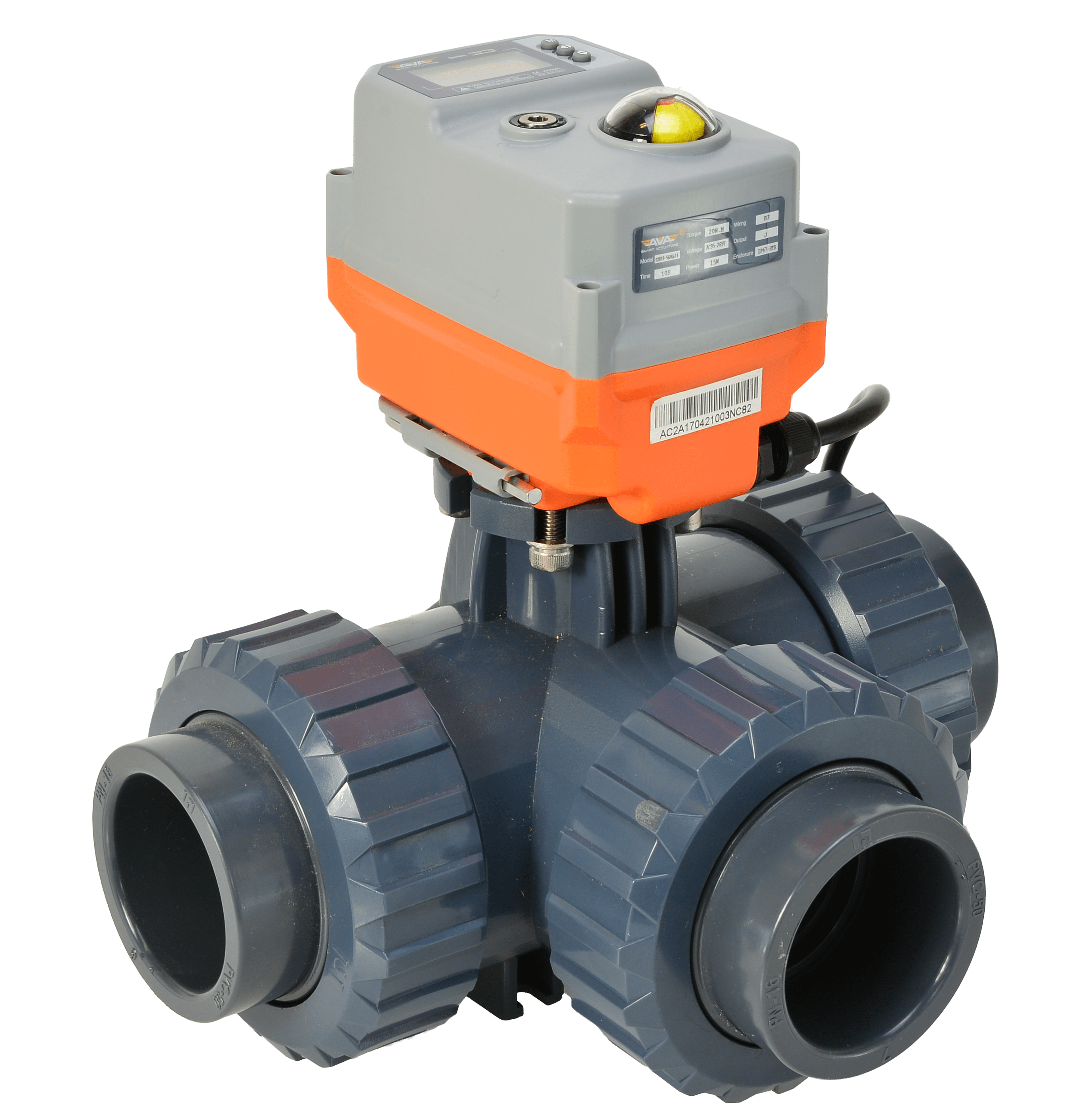 1-1" 2" 3" 4" PVC 3 way Ball Valve With Electric Actuator