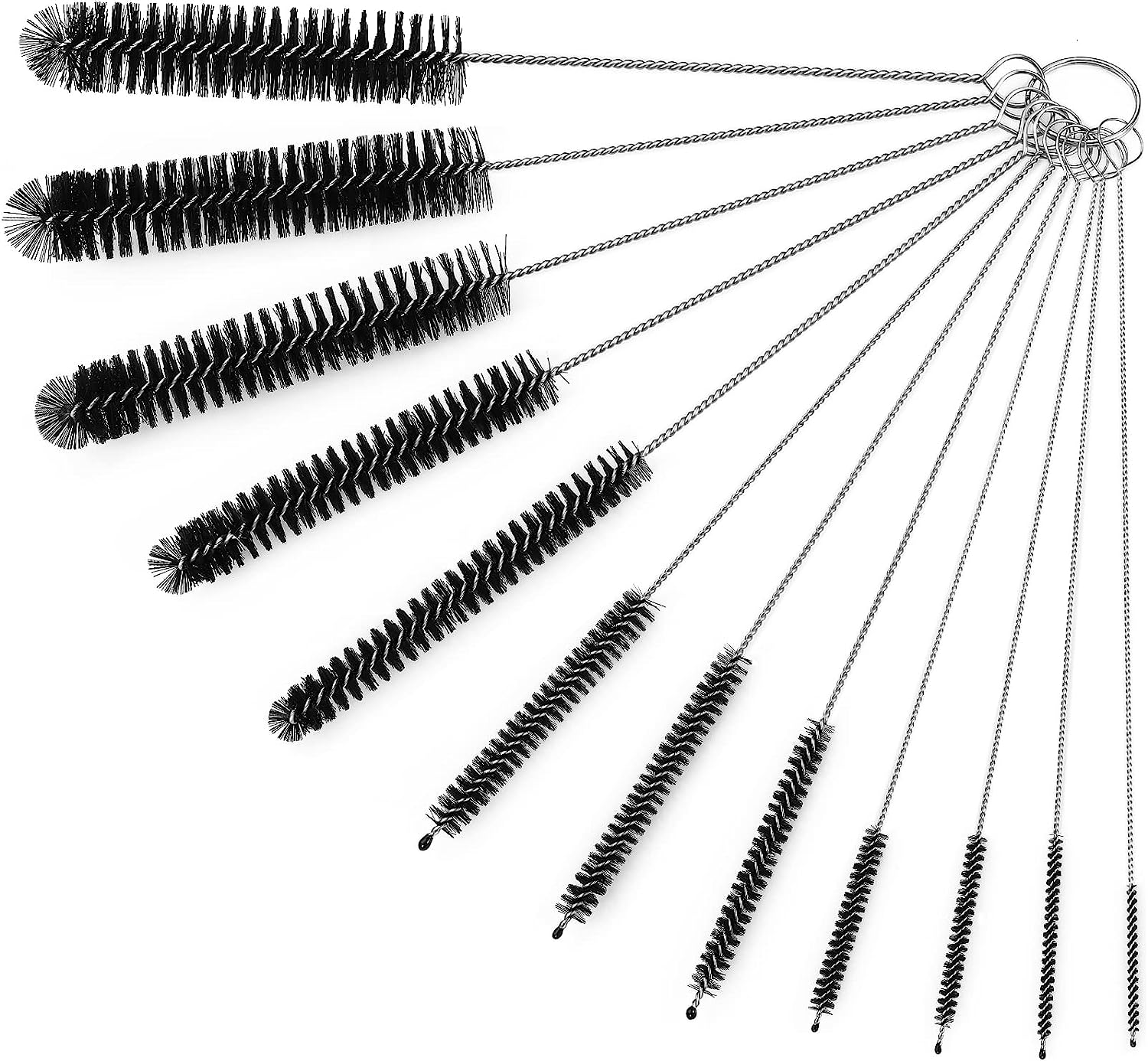 61-Inch Stainless Steel Double-Ended Hose Brush 8.2-Inch Nylon Long CPAP Tube Cleaning Brush Flexible Drain Straw Cleaner Brush