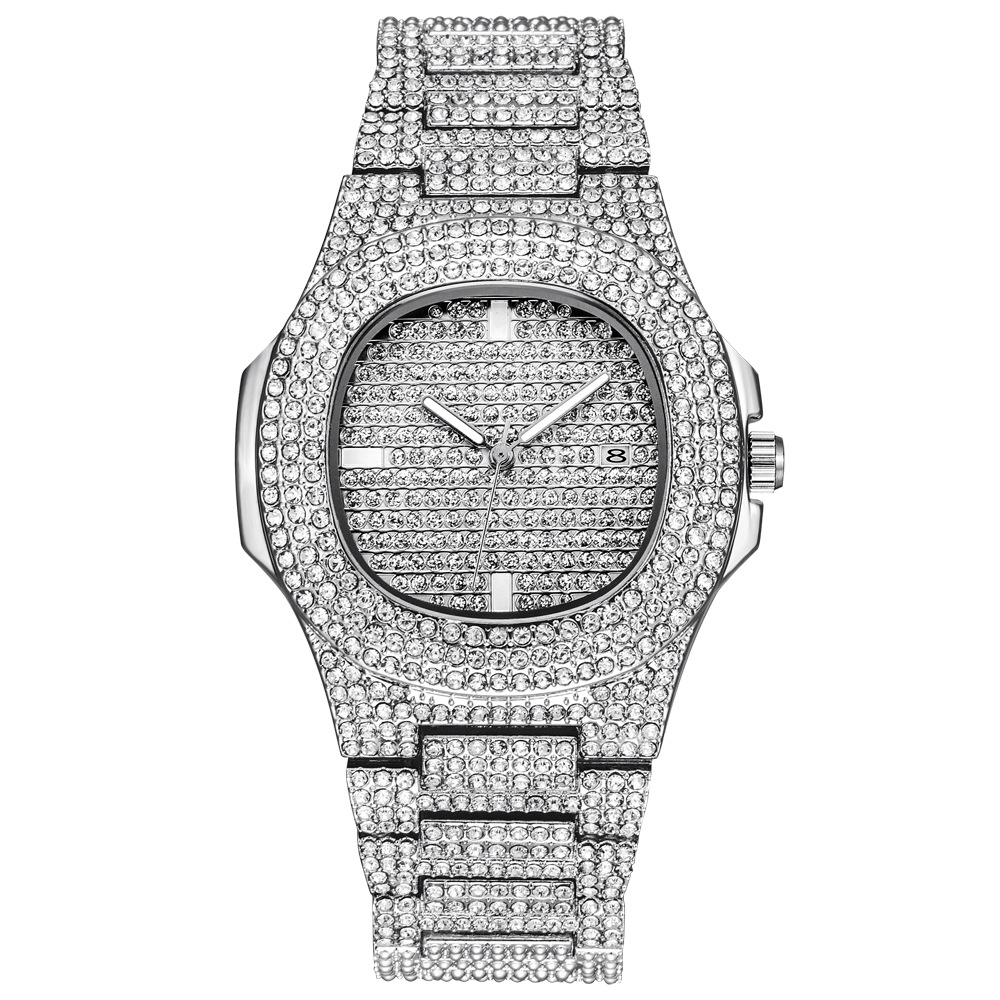 Мужские часы Элитный бренд мода Diamond Дата кварцевые часы iced out homens relogio де diamante