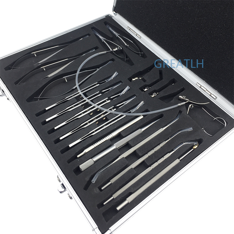 21pcs instrument stainless steel without case medical plastic tweezer Ophthalmic Cataract Set medical surgical forceps tools