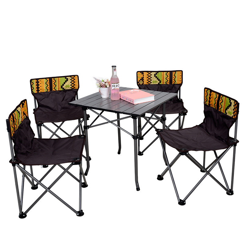 Portable outdoor folding aluminium table and chairs 5pcs set garden picnic barbecue fishing camping table set