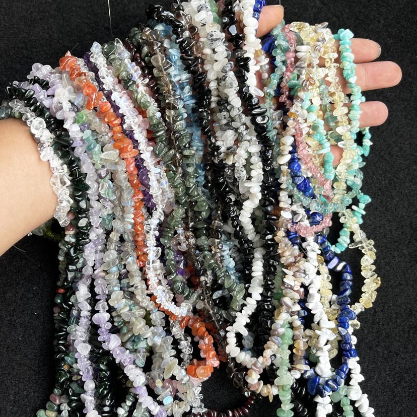 5-8mm Wholesale Crystal Quartz Tumbled Chip Stone Irregular Shaped Drilled Gravel Loose Beads Strand For Jewelry Making