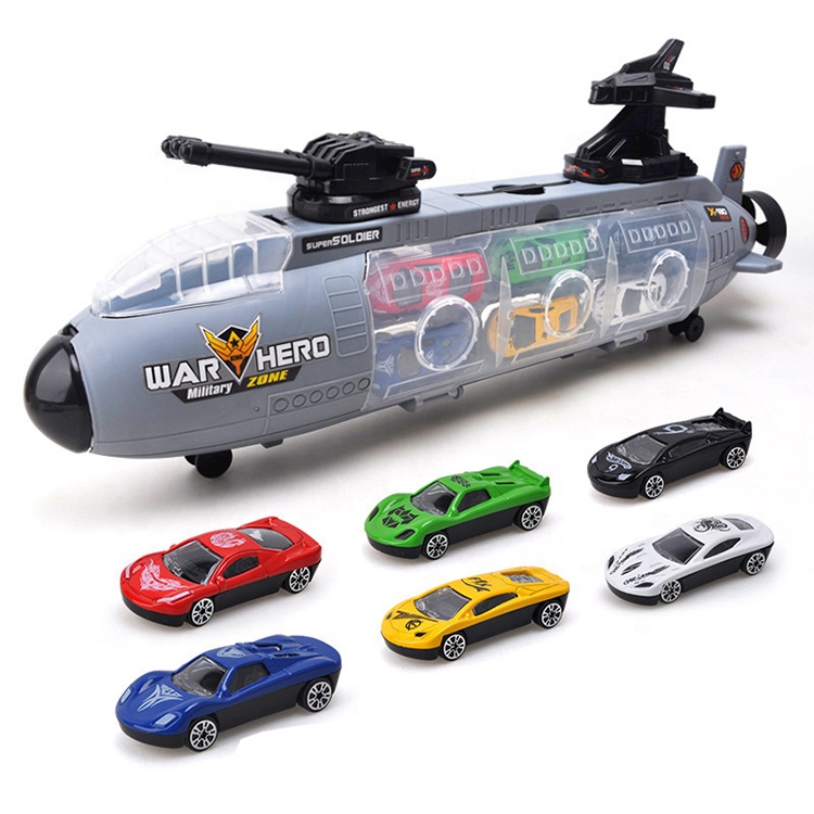 Children's toys warships nuclear submarine model sets simulation aircraft carrier with alloy small car holiday gift-