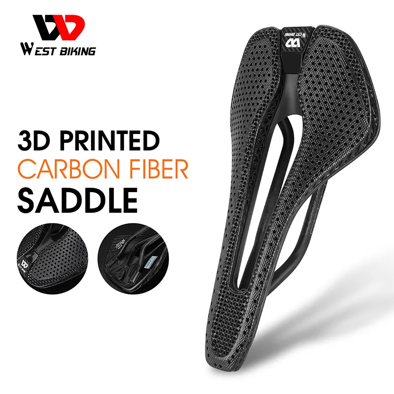 WEST BIKING 3D Printed Carbon Fiber High Resilience Bike Saddle Lightweight Breathable Honeycomb Easy To Clean Bicycle Saddle