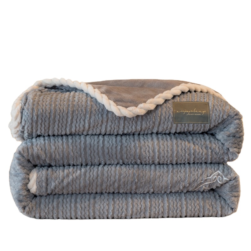 flanel personalized bedding set with striped duvet coverlet sheet Warm in Winter