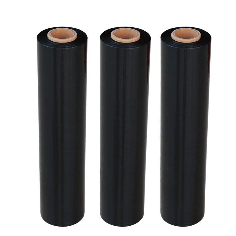 High quality with competitive price LLDPE stretch film black color 500mm width 23mic 4kg