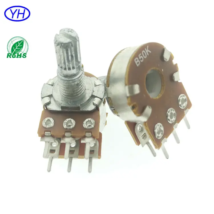 Carbon film R1610G A1 6 pins dual gang 16mm rotary volume control 10k linear potentiometer