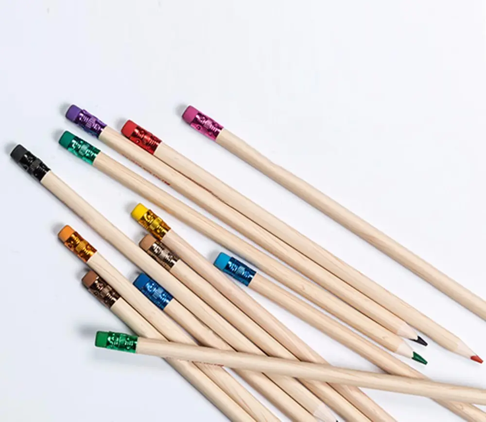 Promotion Custom Logo Printed Black Wooden Pencil Multi-color Pencil HB Pencil with  eraser