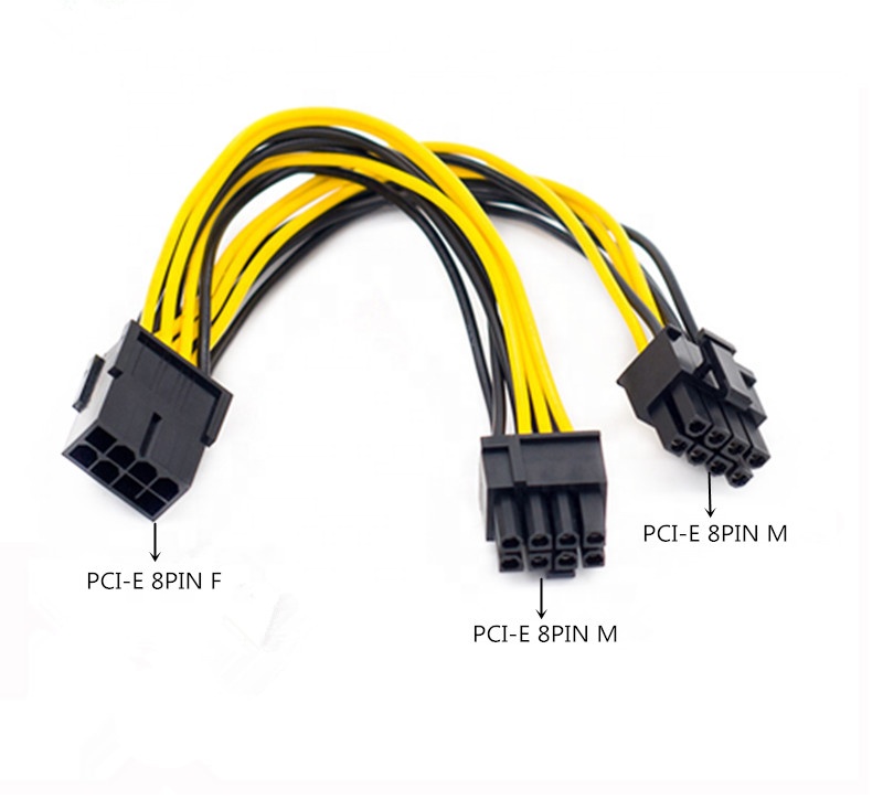 PCIe 8 Pin до 2X8 Pin (6 + 2) PCI Express адаптер питания PCIE Y-разветвитель Удлинительный кабель 18awg 20 см