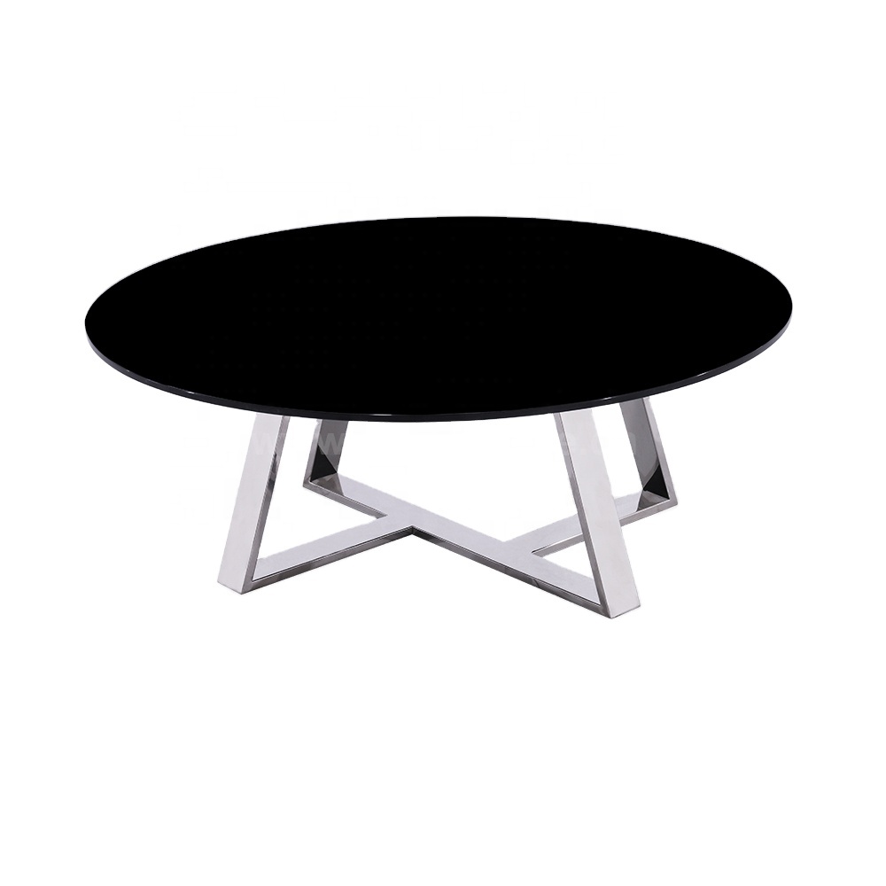 clear mirror glass top with stainless steel metal in new design for home decor coffee table