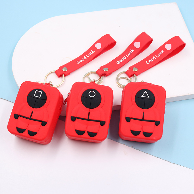 wholesale cheap new design wallet waterproof portable silicone kids children mini cute small fancy bag Squid Game purse coin bag