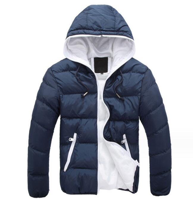 Casual Men's XL Zipper Closure Quilted Down Puffer Jacket with Cotton Padded Hood