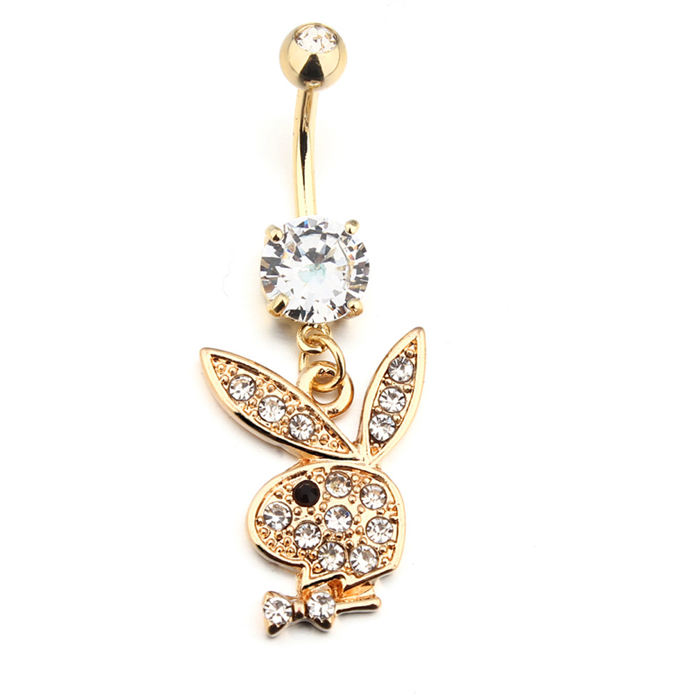 316L стальная пирсинг Bekky кнопка кольца Bling кристалл милый кролик пупка Кольца для девочек