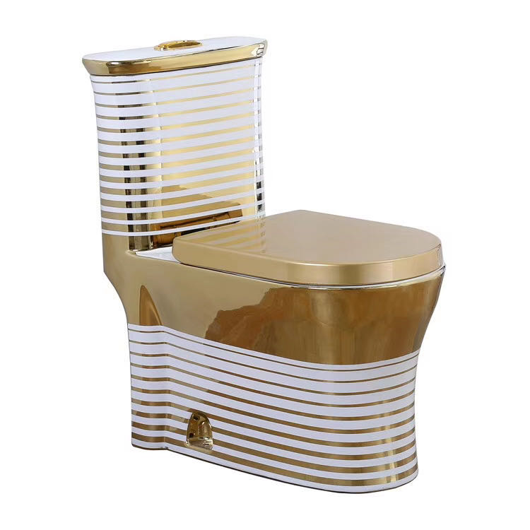 GX1002G-5023 Luxury design bathroom ceramic sanitary ware wc bowl golden pedestal basin and gold toilet set