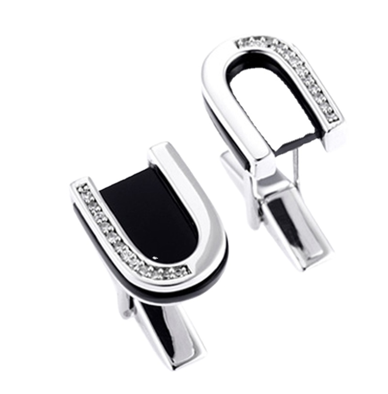 Shiny cz horseshoe design china cheap cufflinks