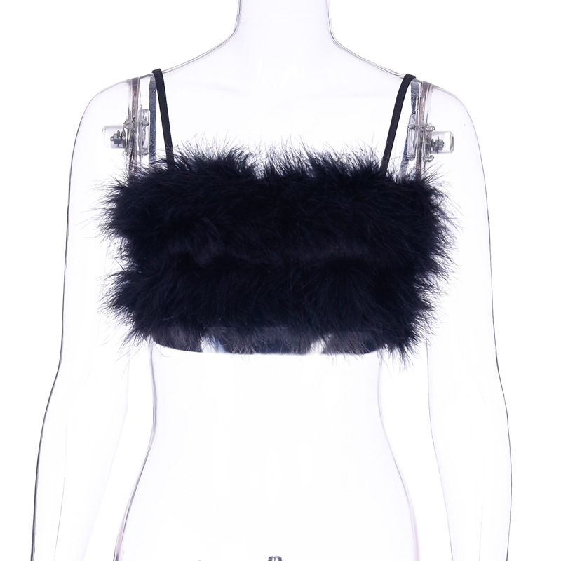 Sexy Hairy Vest With Chest Strap