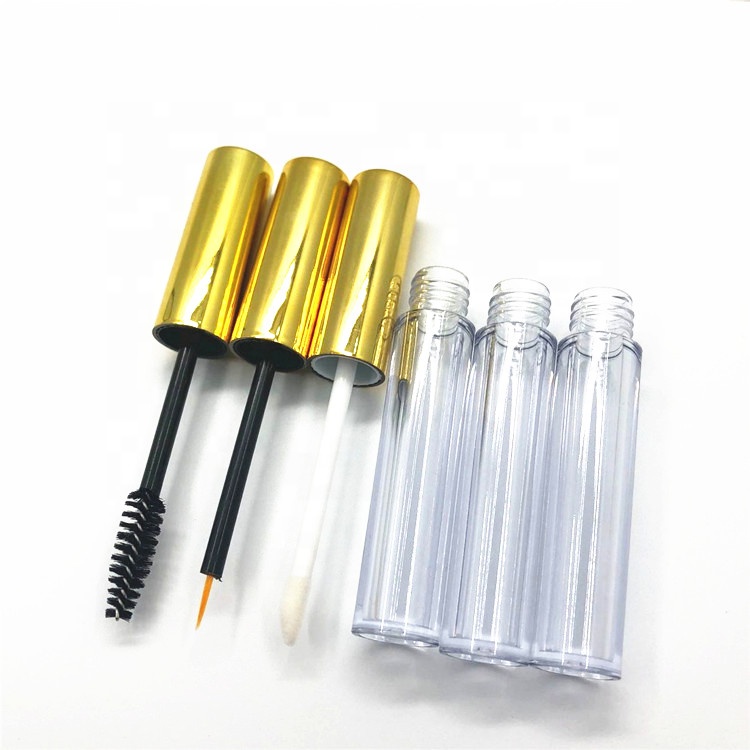 10ml Custom Gold Mascara Tube Container, Mascara Wand Tube Plastic Cap Empty Mascara Bottle With Brush