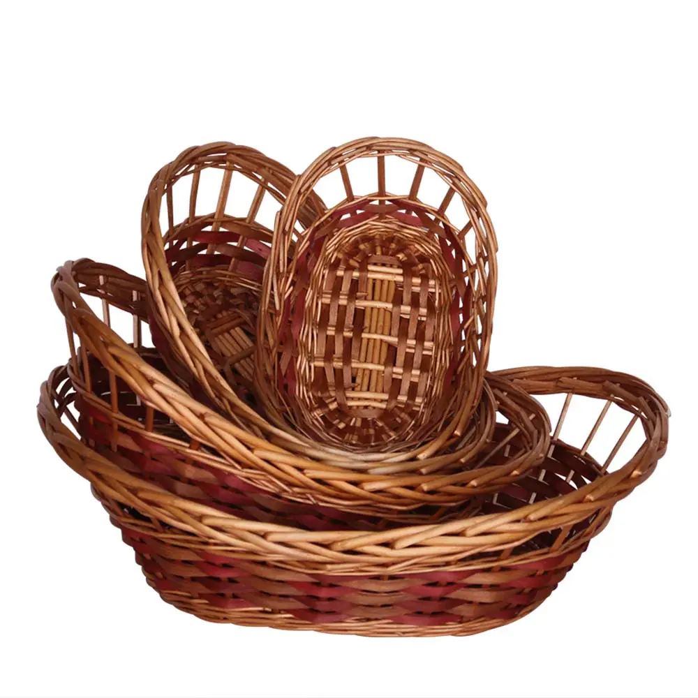natural wooden chip basket/cheap wicker fruit dish basket/natural wooden chip tray basket