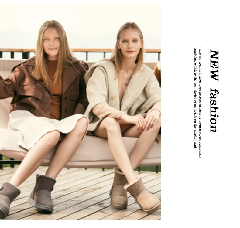 Wholesale Fashion Genuine Leather Ladies Sheepskin Winter Women Snow Shoes Lamb Wool Fur Boots