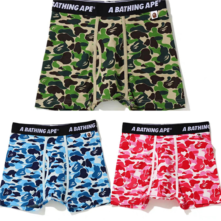 Оптовая продажа мышек BAPE детские трусы-боксеры, Короткие трусы, камуфляжной расцветки, 21SS Мужская камуфляжная 100% нижнее белье из хлопка; Трусы; Трусики; Мышек Bape