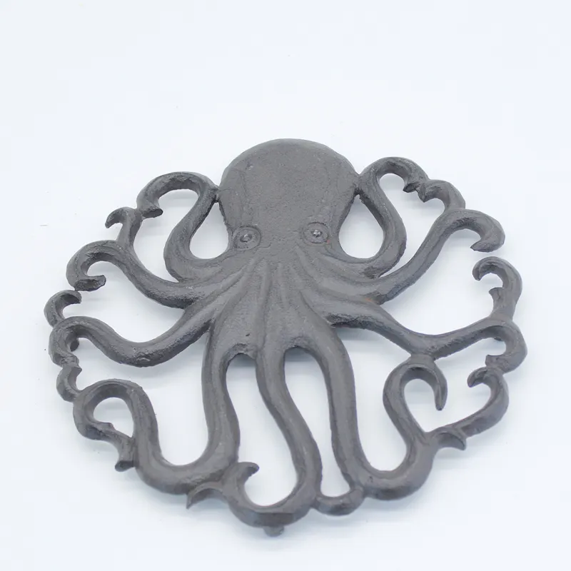 Antique cast iron metal art and craft octopus trivet for kitchen decoration