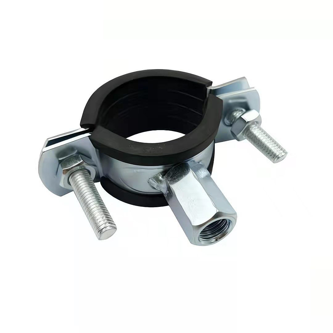 China Supply One Side Open Heavy Duty Pipe Clamps With Epdm Rubber And With Reinforced Band Zinc-plated WIth M8+10 Nut