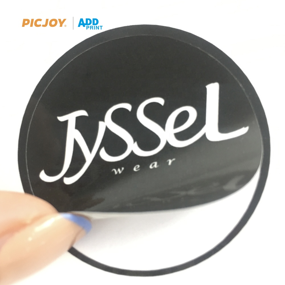 Circular white paper vinyl sticker Custom size free logo printing service in shanghai