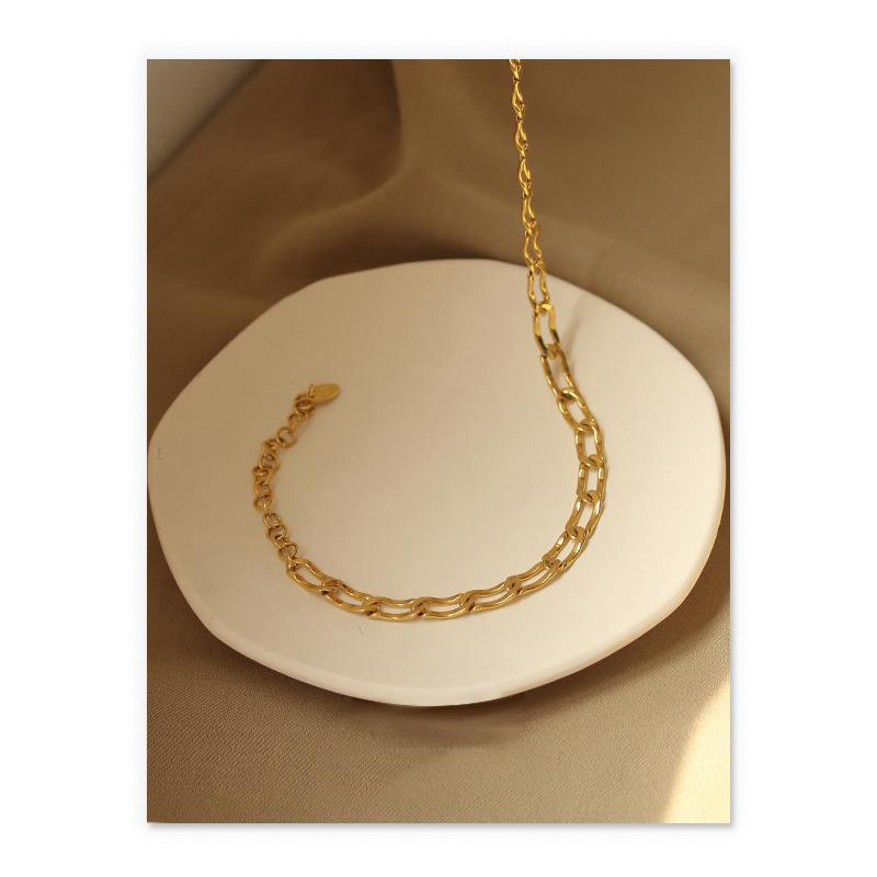 Dylam JewelryFashion Stitching U Lock Stackable Choker 18K Gold Plated Titanium Necklace For Women Dylam jewelry