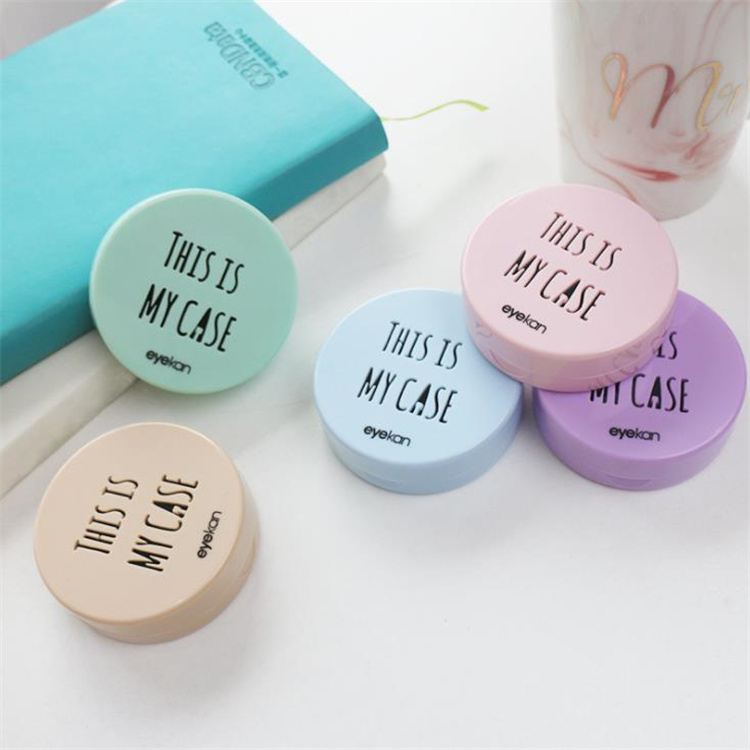 New Arrival Fashion Letter Engraved Macaron Travel Container Case Cheap Price Wholesale Colorful Contact Lens Cases Bulk