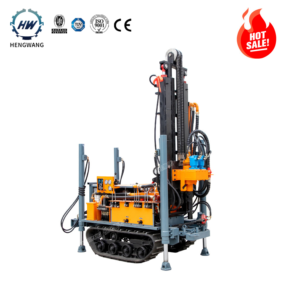 Hengwang HWY-160 Rubber belt track Household water drilling machine 150m depth cheap price pneumatic water well drilling rig for