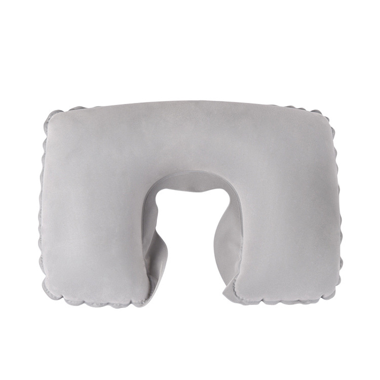 Inflatable travel portable flockingUType pillow solid color simple cervical spine nap qualityUType pillow