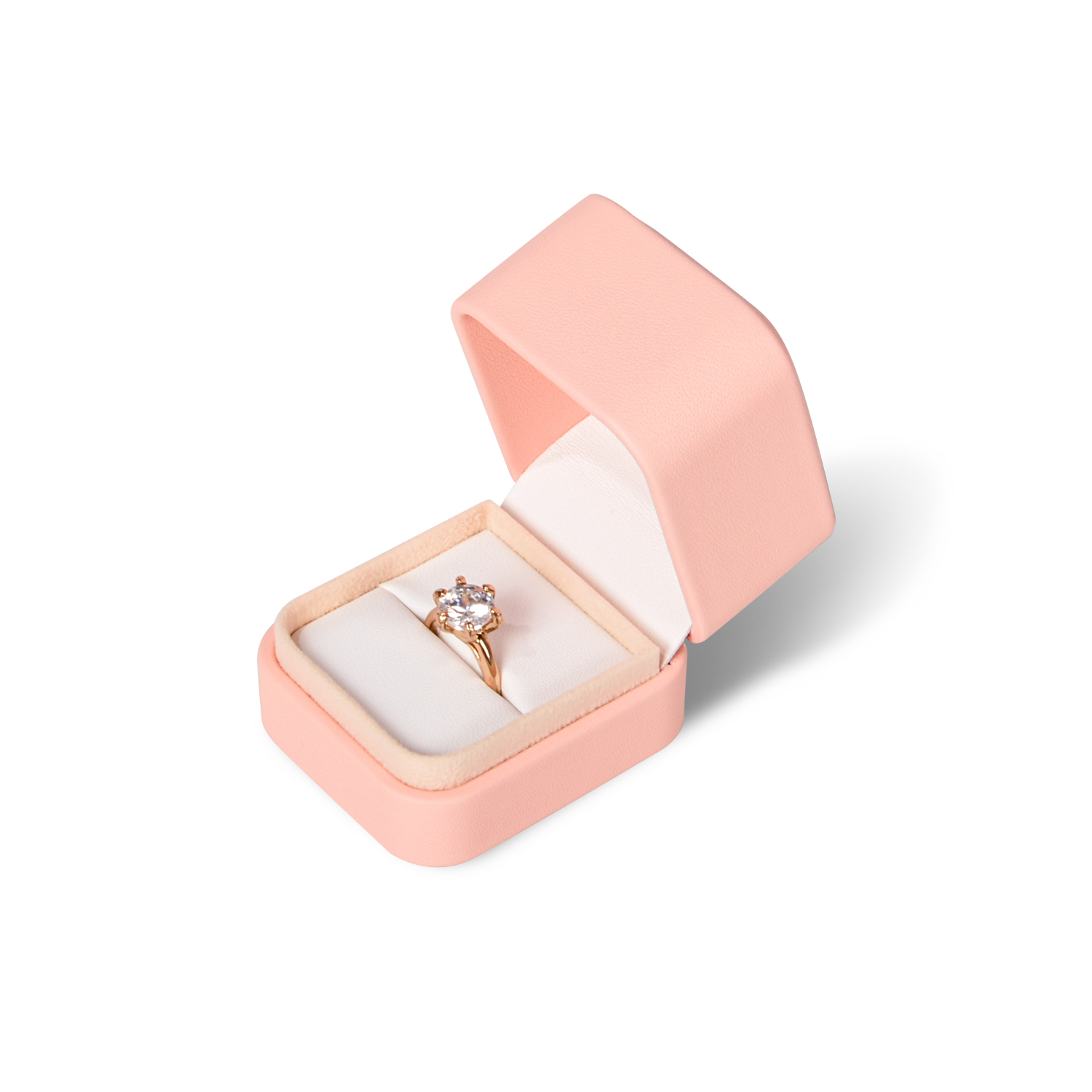 Custom Ring Packaging Eco Friendly PU Leather Luxury Couple Engagement Wedding Ring Box