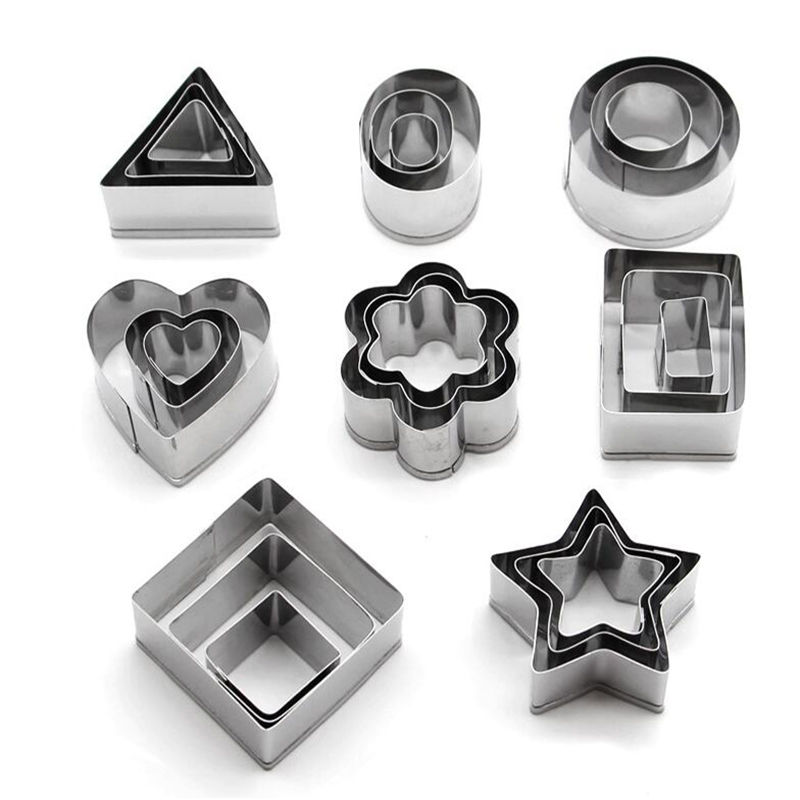 24pcs/set Heart Star Circle Square Mini Geometric Shape Stainless Steel Cppkie Molds Making Tool