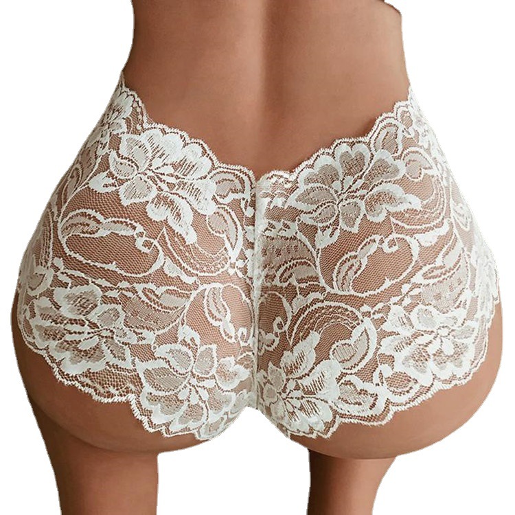 Women Sexy Lingerie Lace Underwear Floral Lace Sexy Elastic Waist See Through Seamless Underwear Panties White Black