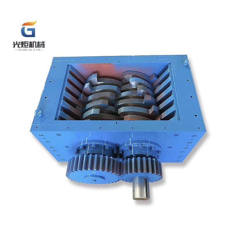 Domestic waste recycling station double shafts shredder blade Crushing chassis