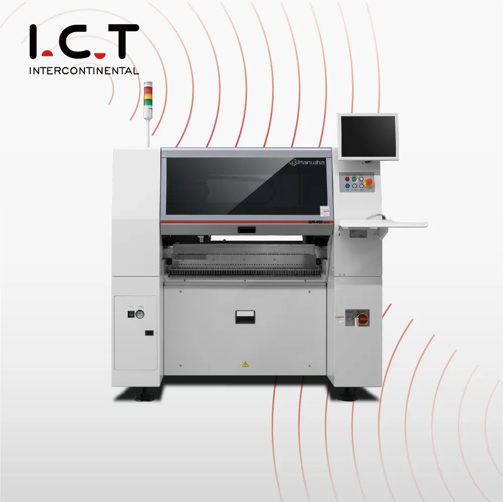 ICT10 High Speed SMT Line LED Soldering Pick Place Machine Precision Fully Automatic Hanwha Smd Pick And Place Machine