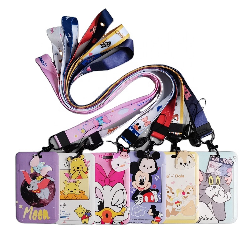 Wholesale cheap printed cartoon lanyard with ID card holder anime lanyards