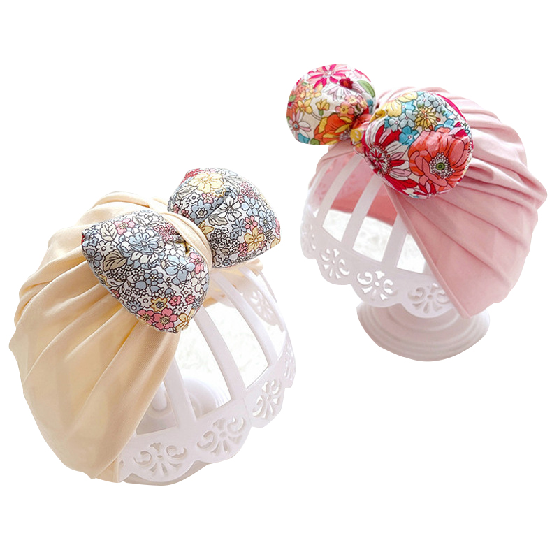 Newborn Baby Girl Hat Soft Cotton Lovely Bows Infant Beanie Spring Summer Autumn Flower Baby Turban