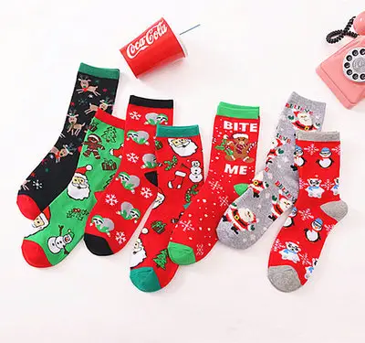 CT Fiona Wholesale Custom Cute Colorful Cartoon Winter Fancy Cotton Crew Men Women Merry Christmas Socks