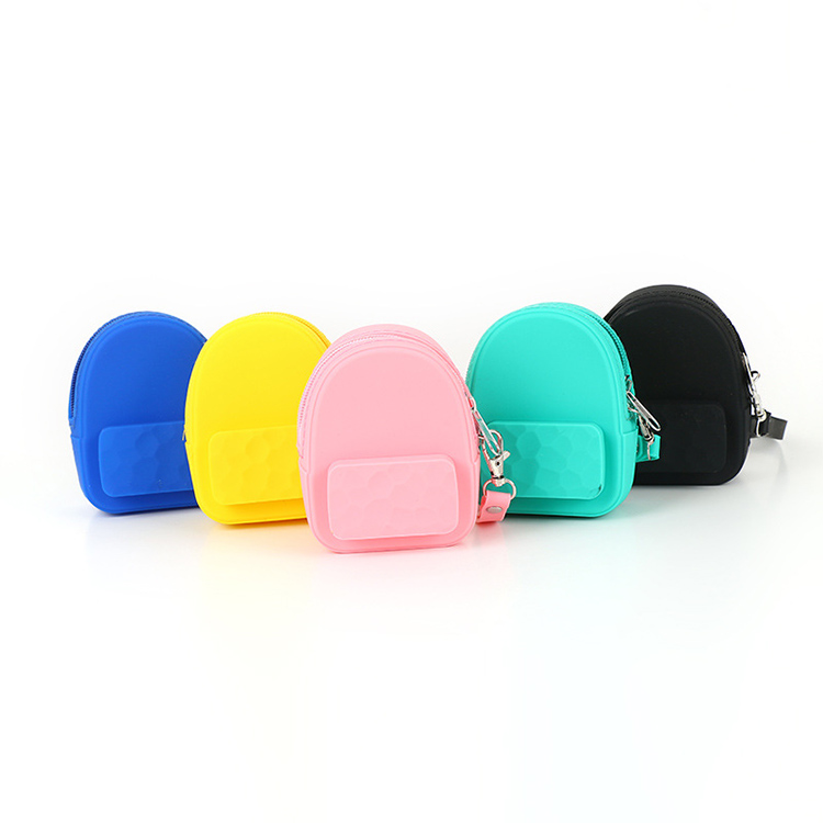 Wholesale customization hot sale mini backpack shape silicone novelty coin purses Can put lipstick purses