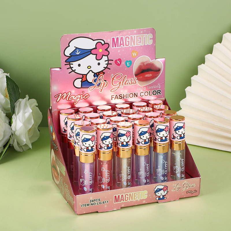 Cute Cat Mirror Lip Glaze Moisturizing Repair Pearlescent Lip Oil Shiny Lip Gloss 24pcs/box Cosmetics Wholesale