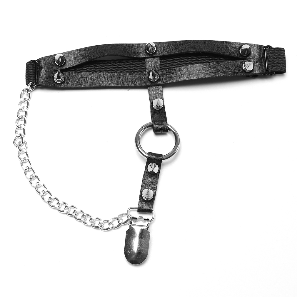 Punk Diablo Girl Personality Hot Chain Rivet Leather Leg Ring Garter Belt Fetish SM Clothing Accessories Garter Belt